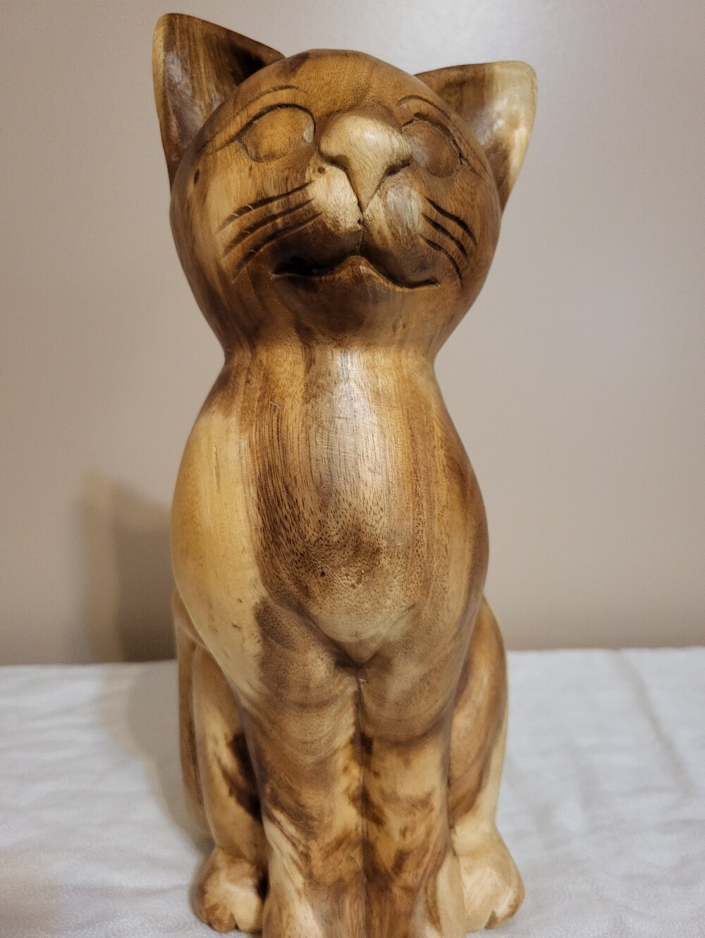 Handcarved Wooden 12 x 5.5 x 4.5 In. Cat Statue Figurine Decor - Picture 15 of 15